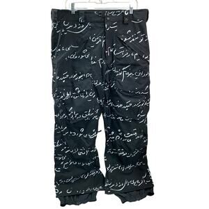 Burton Vent PNT Snowboarding Pants Black White Script Print Nylon Shell Size 34